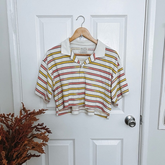 Urban Outfitters Pink and Yellow Striped Crop Top - Picture 2 of 6